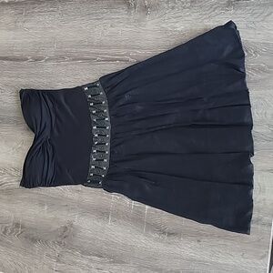 Wilster Strapless Twist Top Faux Leather Dropped Waist A Line Dress XS